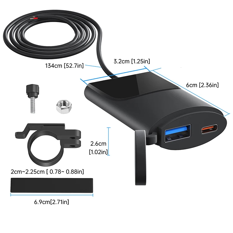 Intelligent Charging TYPE-C PD Usb Cellphone Charger Motorcycle Phone Charger