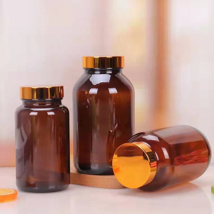 120ml 150ml 200ml 250ml 300ml  Tablet Capsule Amber Glass Medical Vitamin Pill Bottle
