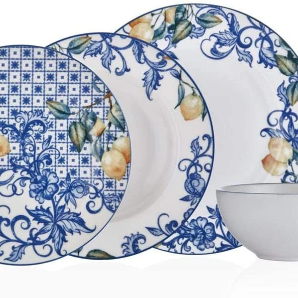 Фарфоровый набор в европейском стиле! Фарфоровые/красочные мексиканские керамические Столовые сервизы с вырезанной наклейкой 24