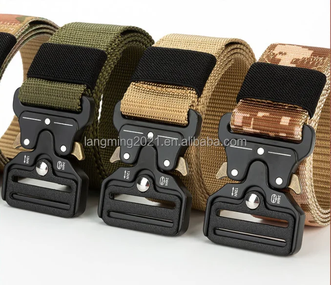 Wholesale men belt Braided Fabric Elastic Woven Outdoor Man Woven Canvas Belt Custom Logo Quick Release  Buckle