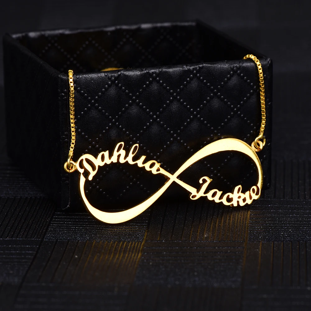 Infinity Name Necklaces Women Personalized Pendants & Necklaces Stainless Steel custom name plate necklace gold for women