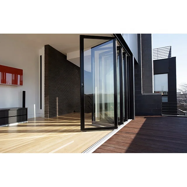 Low-E glass accordion kitchen custom bi fold aluminum folding doors for veranda