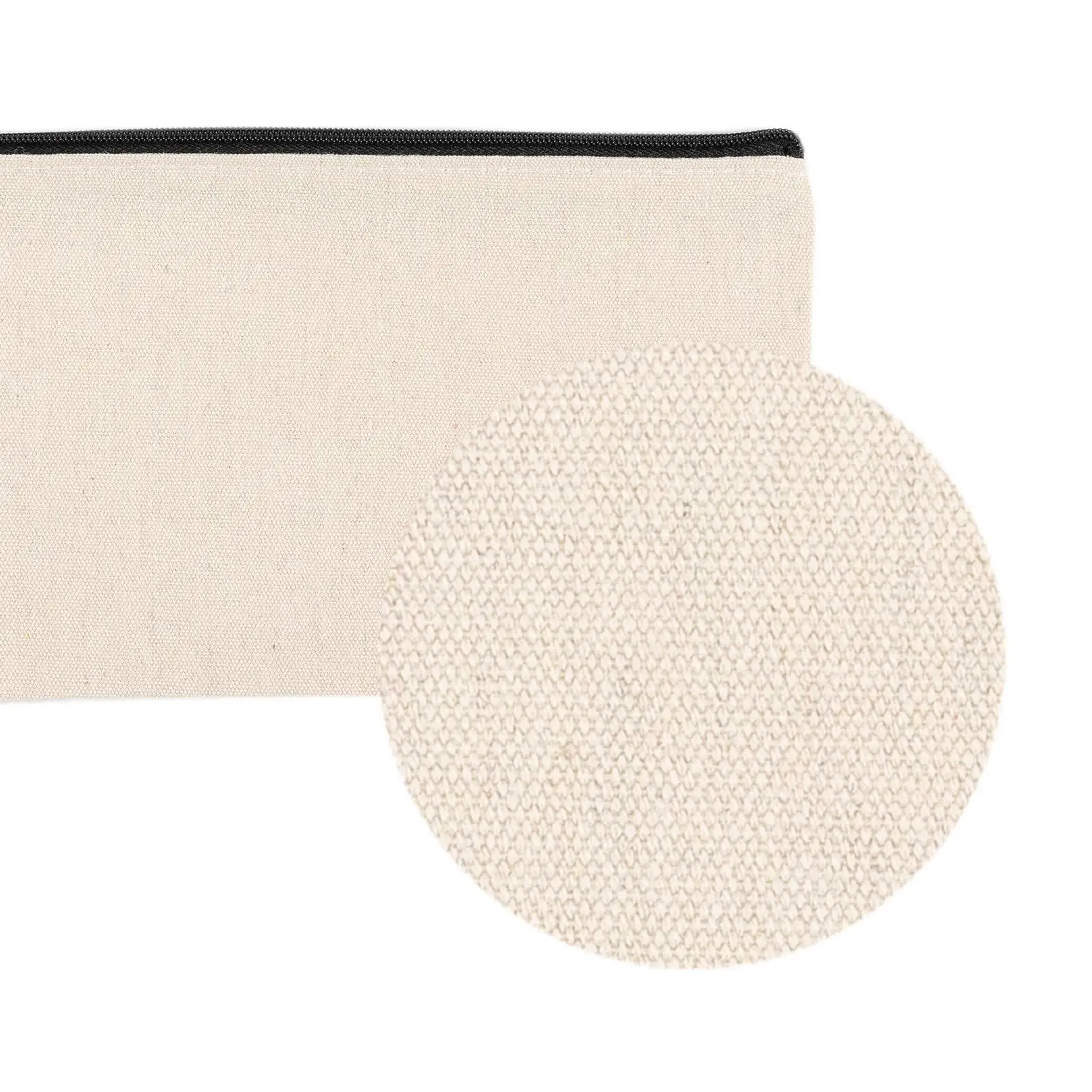 Multipurpose Travel  Blank DIY Craft Canvas Pen Pencil Case Cotton Canvas Makeup Cosmetic Bag