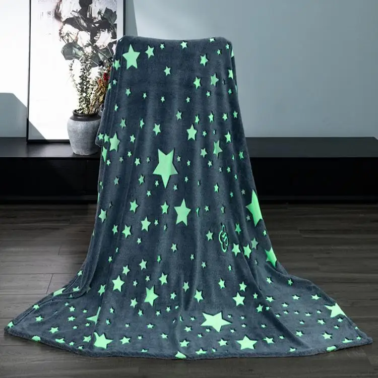 
Glow in the Dark Throw Blanket Soft Flannel Wrap Blanket for Kids 