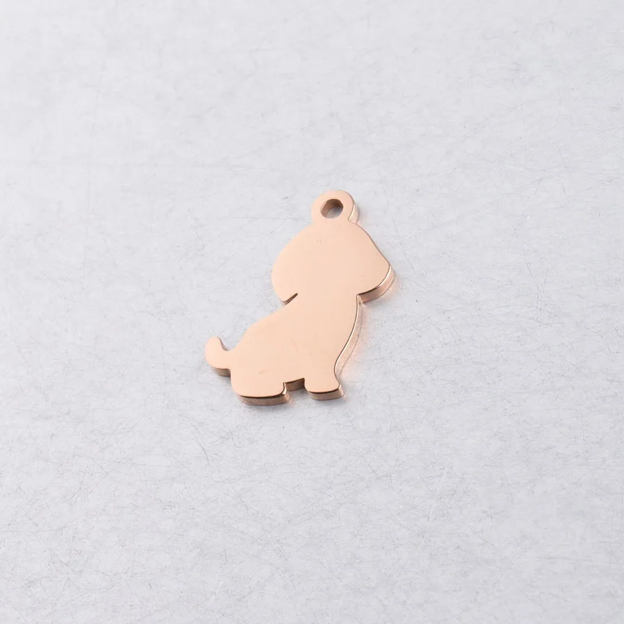 Mirror Polished Stainless Steel Puppy Pendant Cute Animal Dog Charms