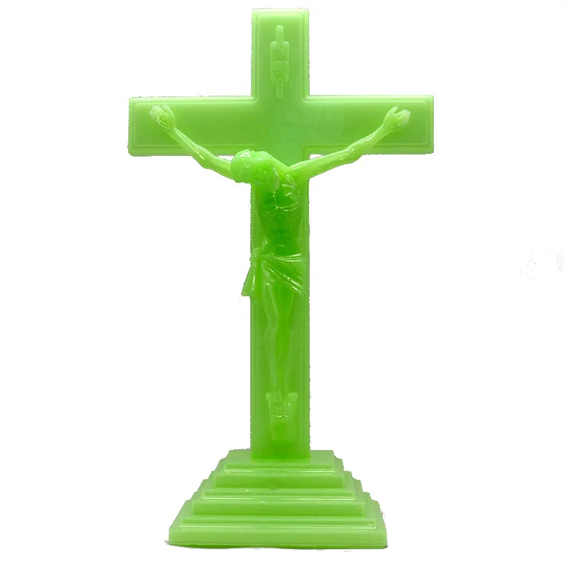 KOMI Home Decorations Plastic Cross Luminous Cross Table Standing Wall and Car Hanging  Ornaments Garden Decoration Craft Gift