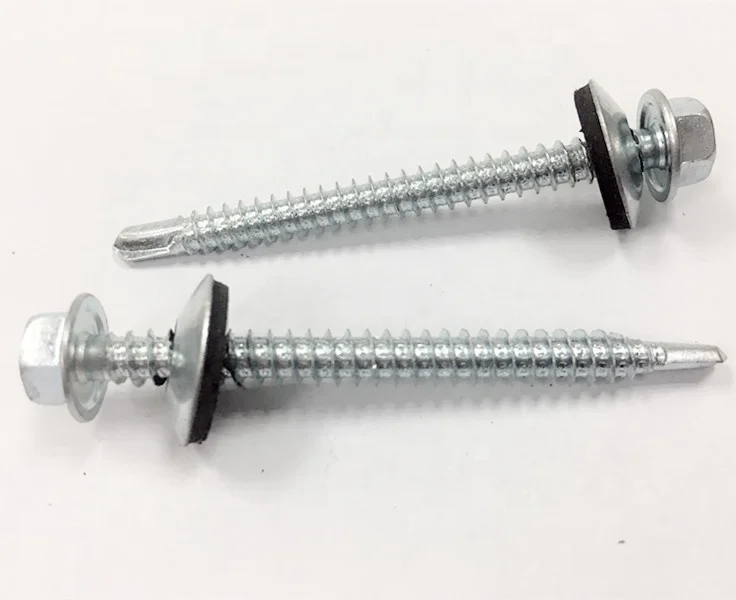 Galvanized drilling screw,zinc roofing screw with bonded washer