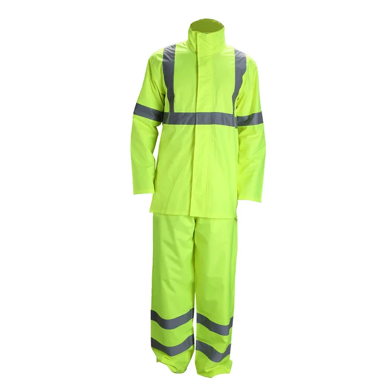 Wholesale customized 2021 grade 3 high visibility mens work suits reflective rain coat safety rain jacket