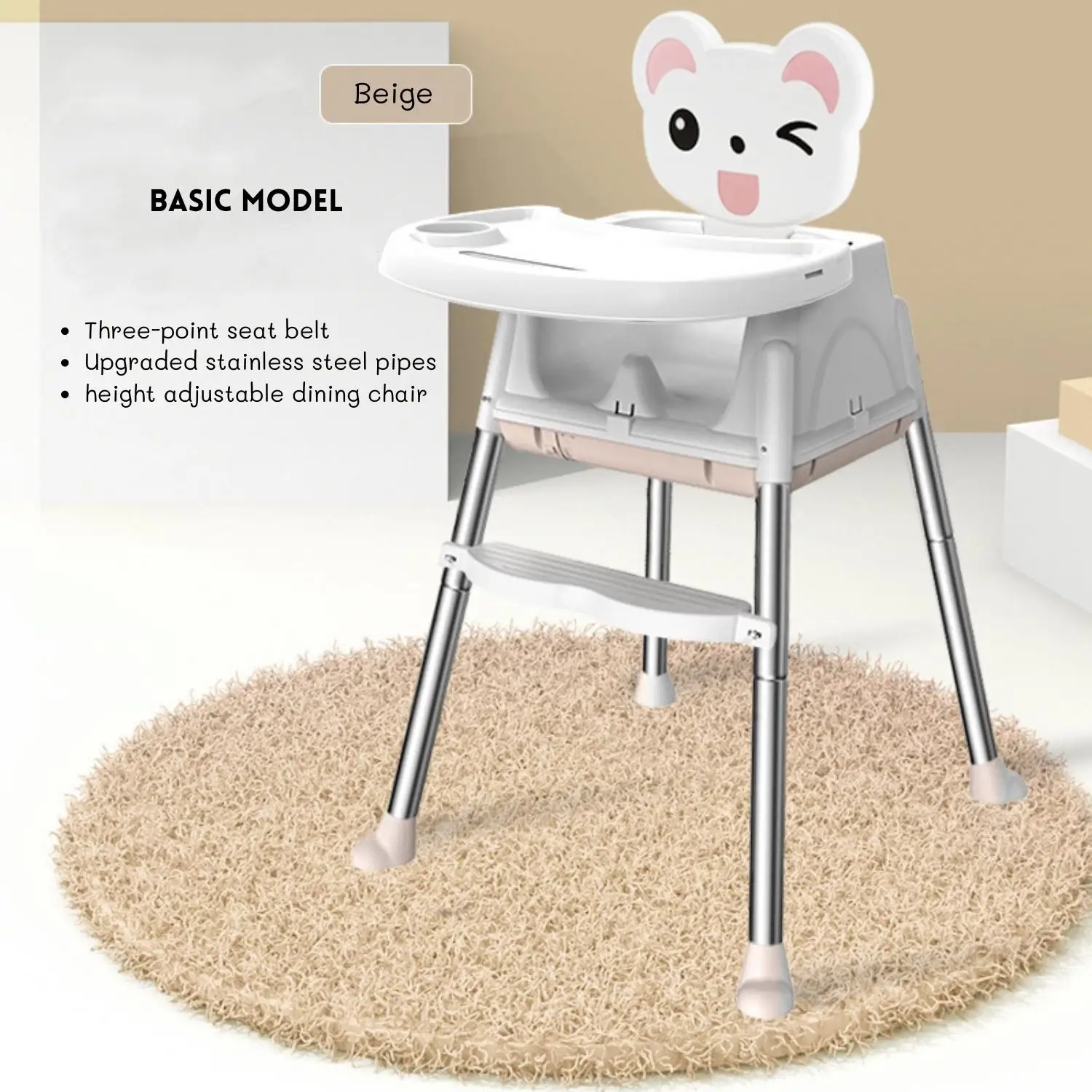 Baby  Dining Chair Soft Seat High Feeding Chair Upgrade With Wheel Portable Dining Table With Cushion Adjustable Child Feeding C