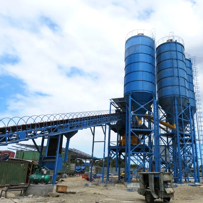 Full Automatic 50M3 60M3 120M3 Mobile concrete batching plant Stationary concrete Mixer Batch Machine With 4 bend bucket hopper