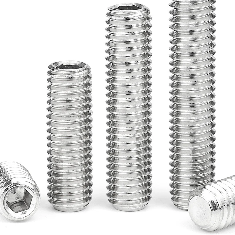 201 Stainless Steel Flat End Headless Machine Hexagon Socket Set Screw Jacking Screw M3 M4 M5 M6 M10 M12
