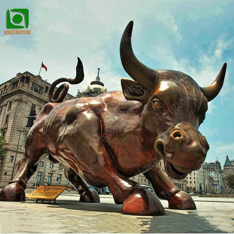 Outdoor Decorative Replica Famous Bronze Casting Charging Wall Street Bull Statue