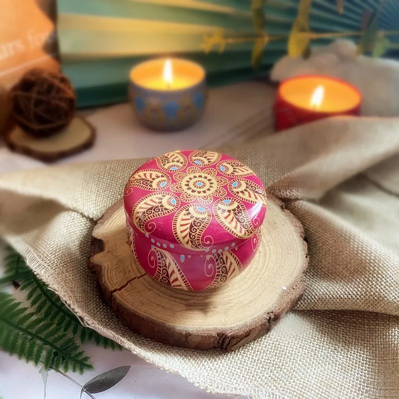 YML factory wholesale  dry flower scented soy wax candle  with tinplate box birthday wedding gift aroma fragrance candle