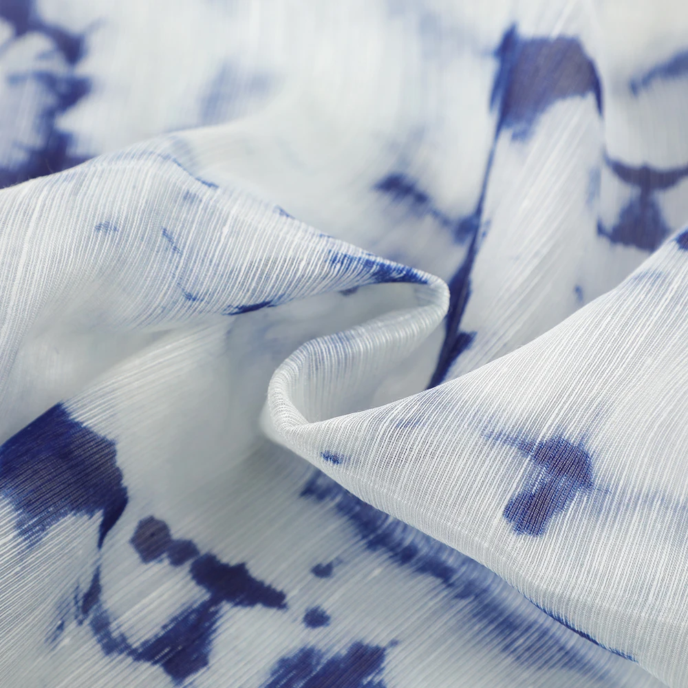 High quality custom digital printing  25%silk 75% linen chiffon fabric for clothing