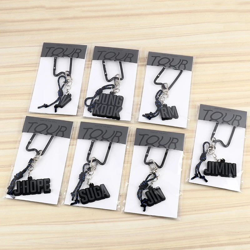 Kpop Bangtan Boys Map Of The Soul Metal Key Rings World Tour Silicone Pendants Keychains