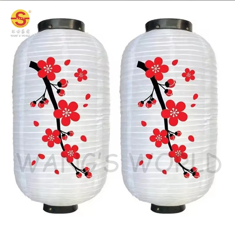 Chinese Korean Japanese Restaurant Decorative Lantern Waterproof Foldable Silk Fabric Plum Blossom Lanterns