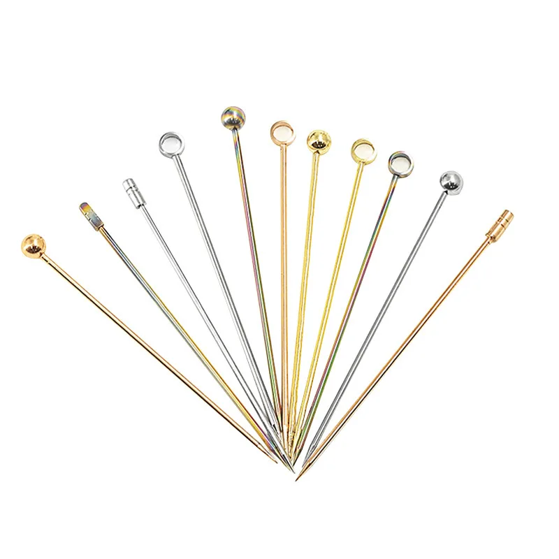 NEWELL Beverage Stirrers Toothpicks Drink Sticks Stainless Steel Picks Reusable For Food Fruit Cupcake Sandwich Olive Skewers