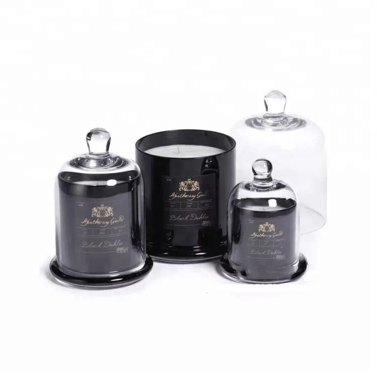 Горячая продажа cloche купольная форма стеклянные свечи баночки с деревянным