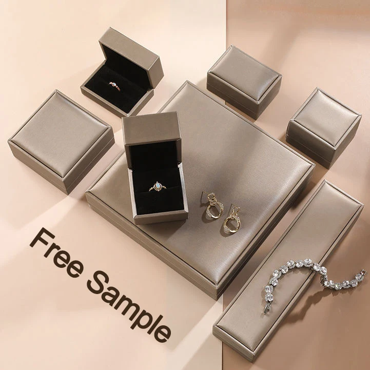 2023 Luxury Necklace Wholesale Jewelry Packaging Boxes A Set Jewelry Gift Box Wiredrawing Design Pu Leather Ring Jewelry Case