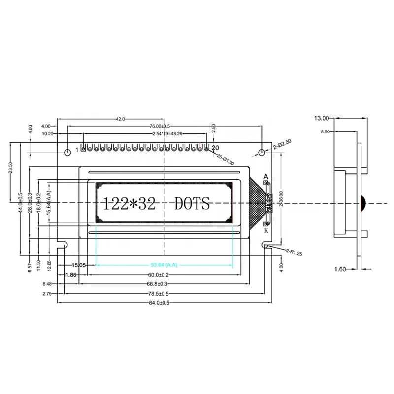 TCC mono graphic 122x32 dot matrix module 5v no backlight SBN1661G 12232 lcd display