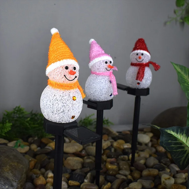 Solar Christmas Snowman Lights, Outdoor Decoration Solar Lights, Snowman Stanta Ornament Landscape Lights for Garden, Yard, Pati