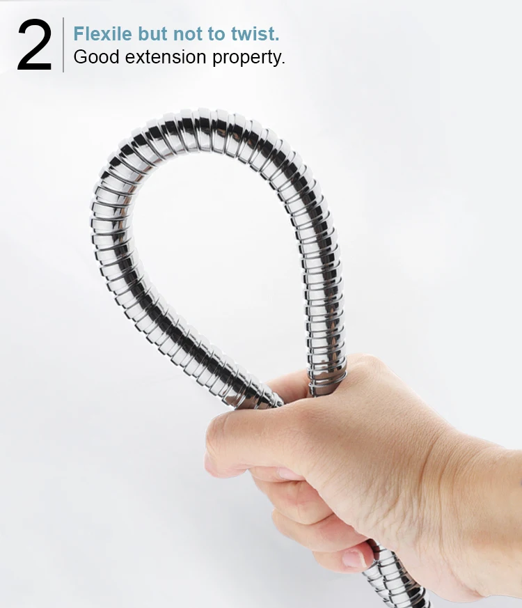 Extra Long Chrome Handheld Shower Head Hose with Brass Insert and Nut Lightweight and Flexible Wholesale Shower Hose