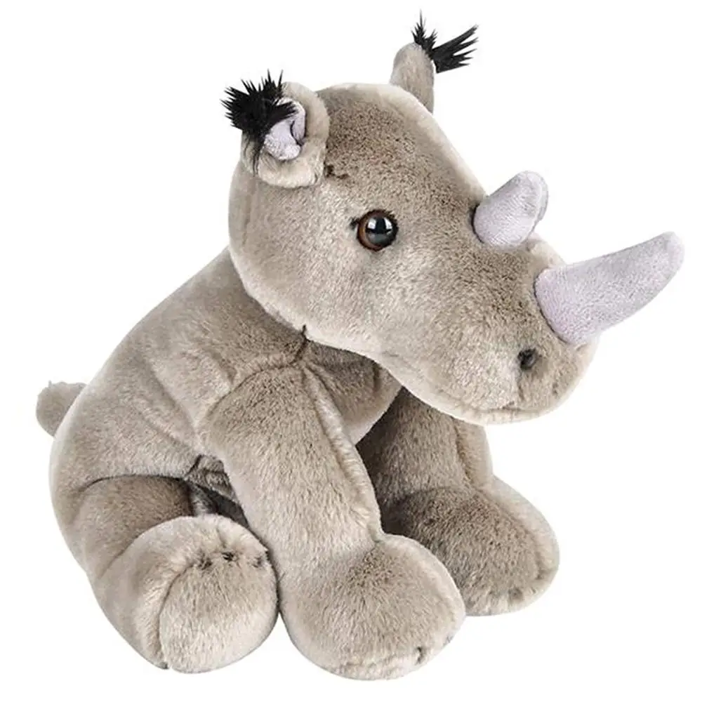 Cuddly Grey Color Rhino Mammal Jungle Animal Stuffed Toy Long Nose Horn