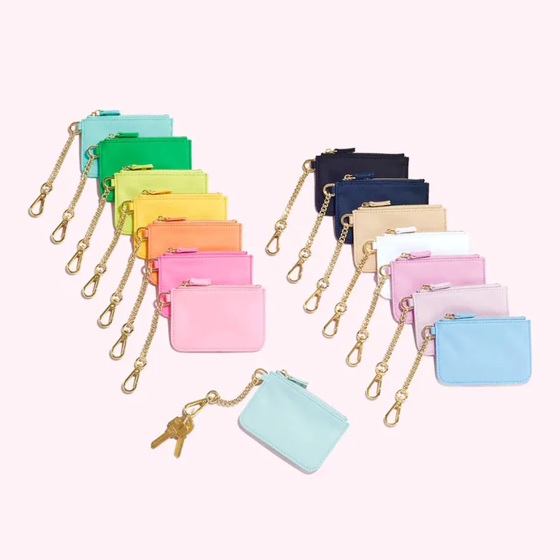 Custom Silicone Leather with Card Grabber and Contactless Wristlet Keychain Wallet
