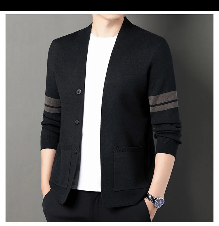 2024 2025 Custom Mens Cardigan High Quality Cardigan Mens Sweater Knitted with Button Sweater Cardigan Standard Print Pattern
