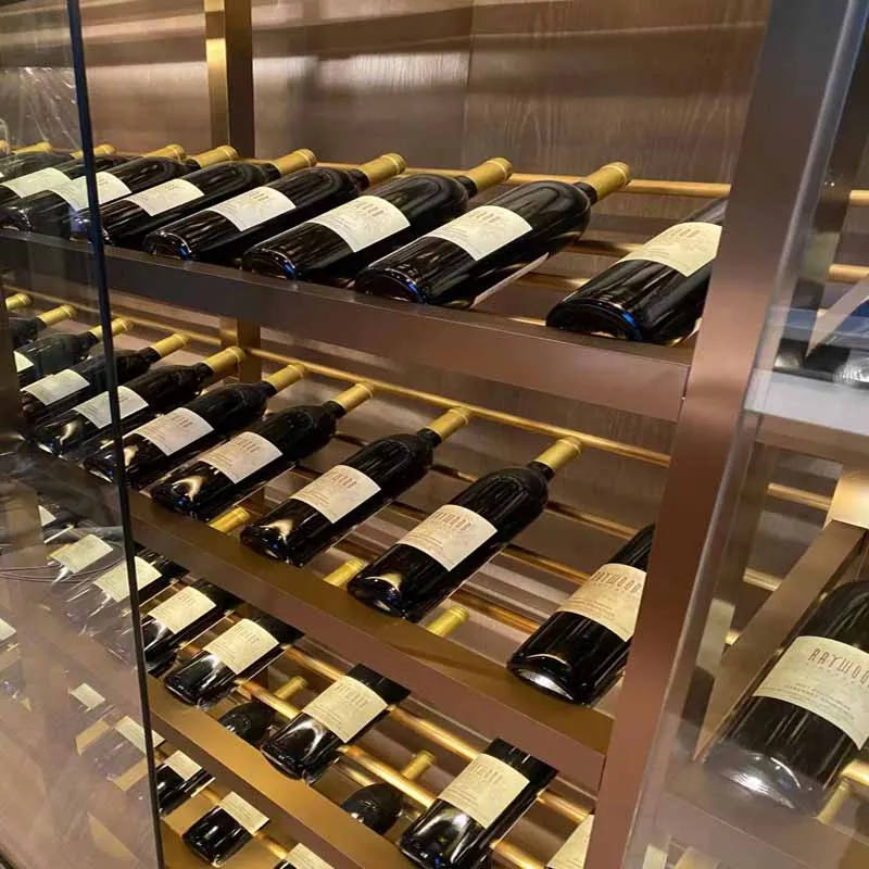 Manufacture Hotel Restaurant Glass Wine Storage Cabinet Stainless Steel High-end Luxury Refrigerator Whiskey  Display Rack