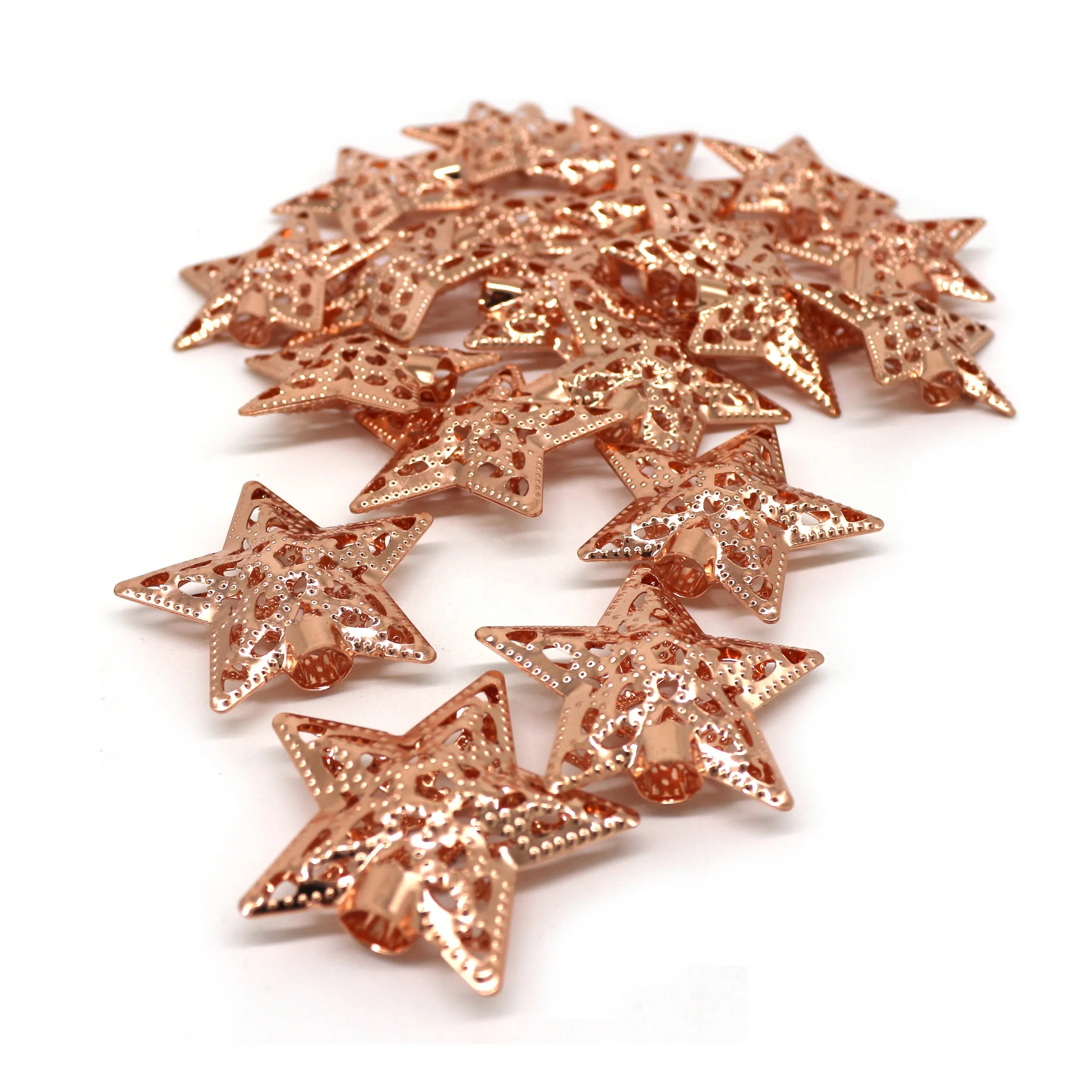 Rose Gold Metal 3D Star Design Decorations Hanging Decorative Barn Stars Accessories for Home Bedroom Wedding Party Birthday