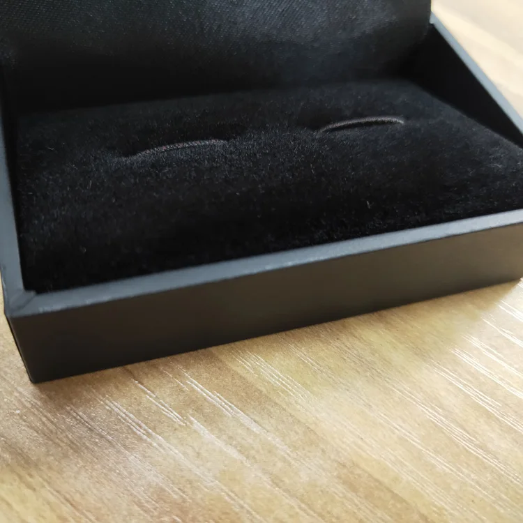 Wholesale custom logo flip top black cufflinks storage gift box slim cufflink box