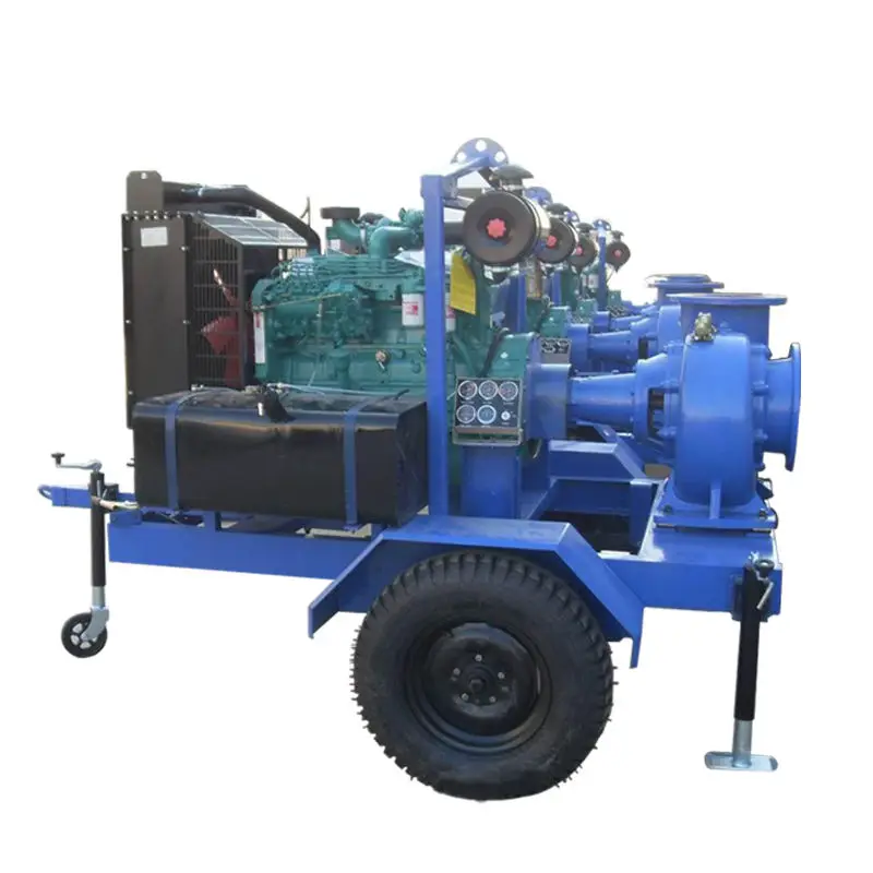 8 Inch Mixed Flowed Water Pump Diesel Engine Farm Irrigation Pump Mounted On The Trailer