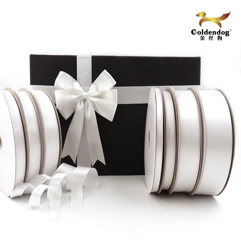 Mafolen High Quality Multi Size Custom 100% Polyester Double Face White Satin Gift Ribbon Wholesale