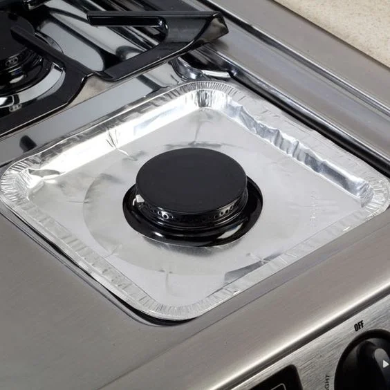 100 pack with sticker 8.5x8.5 inch square gas stove burner liner covers high quality for kitchen