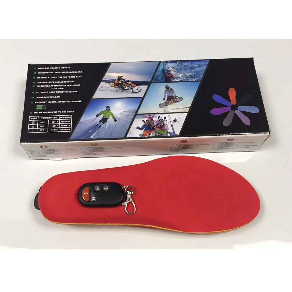 Winter Warm Electric Heated Insoles with Remote Control 2000mAh Battery Heating Shoe Insoles Pads For Skiing/Camping
