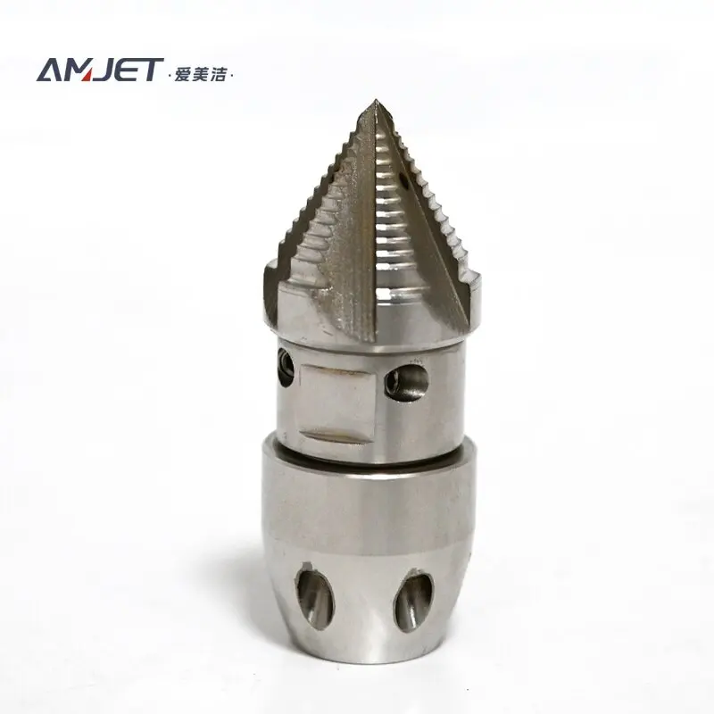 AMJET Immediate results 300 bar Stainless steel rotary nozzle 3/4  female thread High-pressure nozzle for cleaning clogged pipes