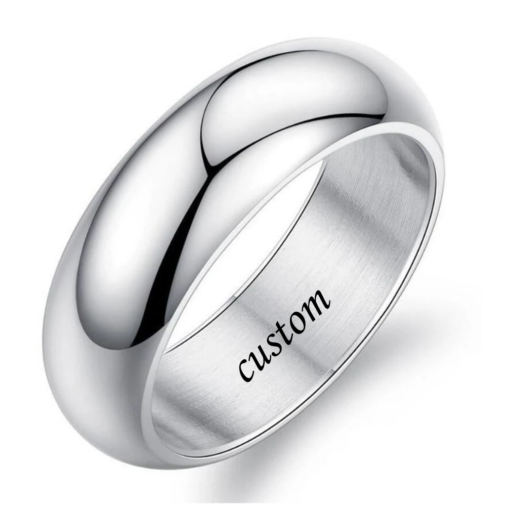 Christmas Gift Couple Round Rings Stainless Steel Fashion Wedding Bands Jewelry Accessories For Men&Women