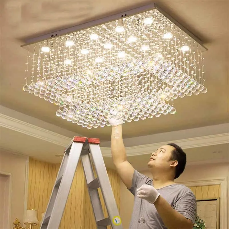 2024 high quality K9 Crystal chandelier with 9 lights and 2 floors, modern recessed ceiling lamp modern chandelier for bedrooms