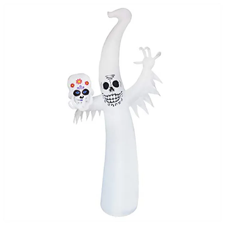 Halloween 12FT LED white ghost inflatable mascot For Garden Decoration