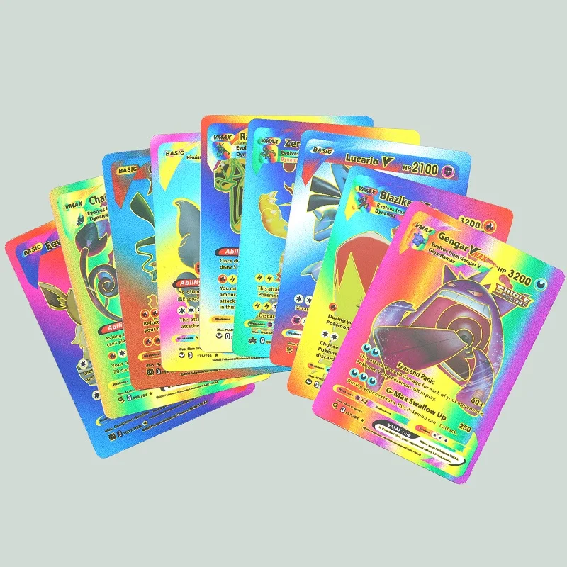 English Poke mon Shining TCG Assorted Cards Anime Charizard Pikachu Rare Collectible Game Battle Trading Card Children Toy