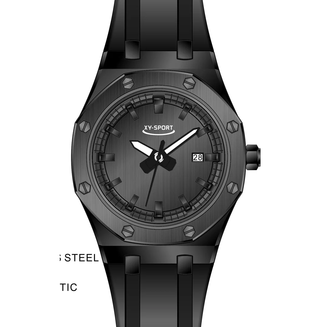 Unisex Custom logo new design gg shock watch for men stainless steel case with rubber silicone watch band custom wrist watch