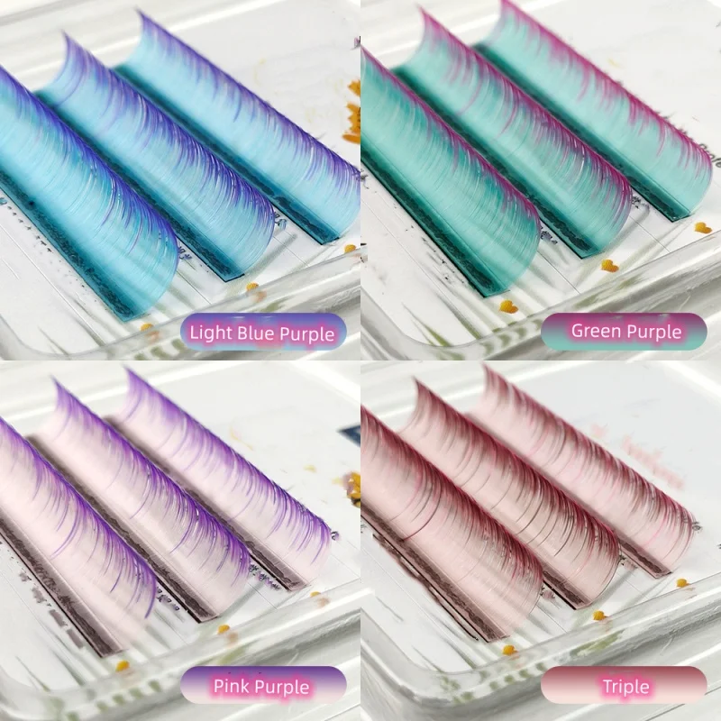 High Quality Festival Coloured Lash Fans Ombre Colored Eyelashes Vendor Custom Color Lash Extensions
