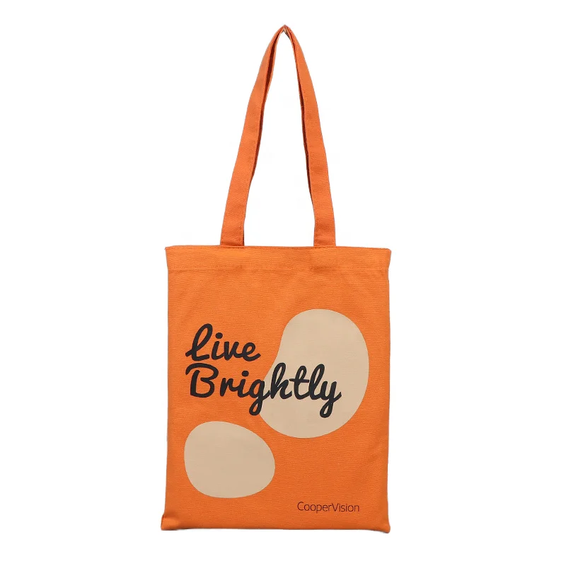 Orange Canvas Shopping Bag with Creative Logo Portable Handheld Bag for Work School & Clothing for Commuting & Gifts