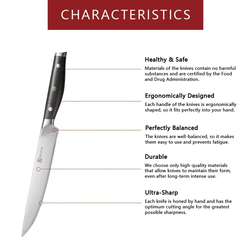 PAUDIN 8 Inch German Steel H1.4116  Razor Sharp With G10 Handle Kitchen Chefs Meat Vegetable Slicing Knife knives Carving Knife