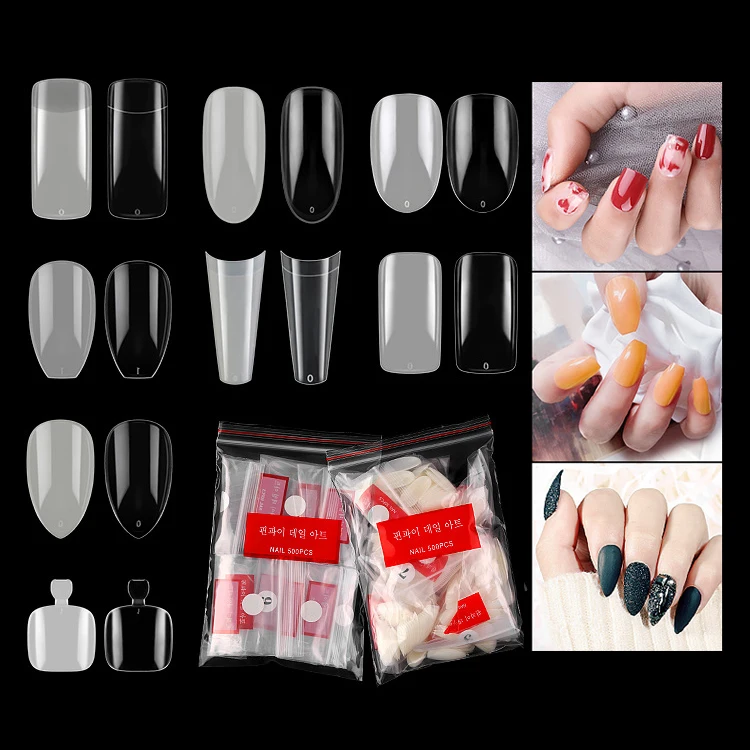 18 Models Long Short Half Cover Full Toenails Nail 500pcs/bag False Tips Extension Tools Press on Nails