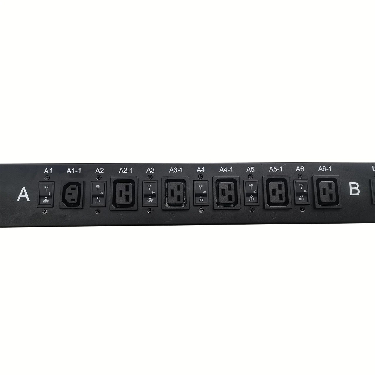 Black Independent Sub Control C13 C19 415V 100A Intelligent Pdu Cabinet Socket Power Strip