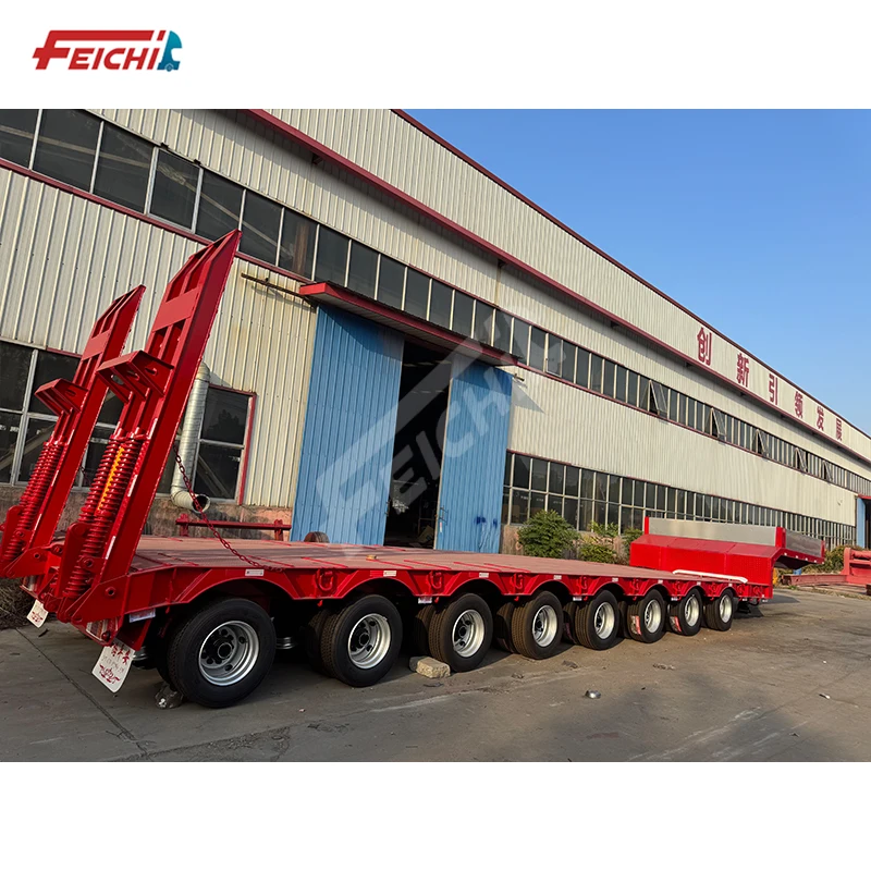 Бренд Feichi 8 осей низкая цена плоская SEMI-TRAILER транспортировка 150 тонн полуприцеп с дряблым прицепом