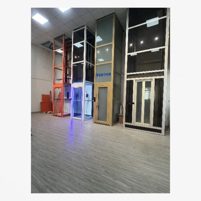 Hydraulic MART Panoramic 2 Floors House Elevator With Two Doors Cabin Safety Gear Villa Lift