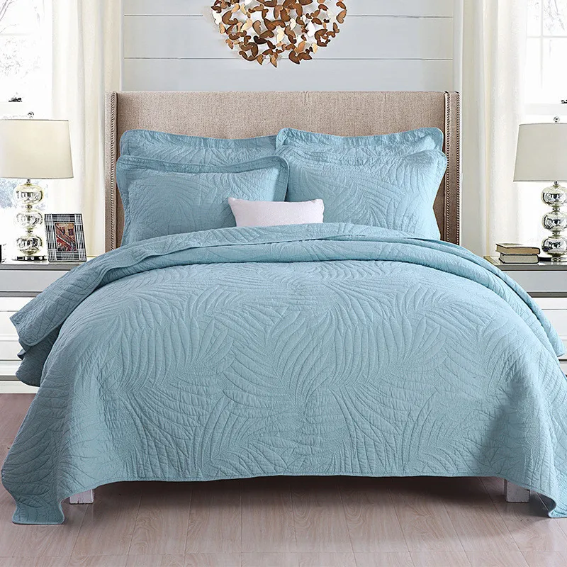 3 Pieces Custom Queen King Size Cotton Quilts Bedding Bedspread and Pillowcase Set